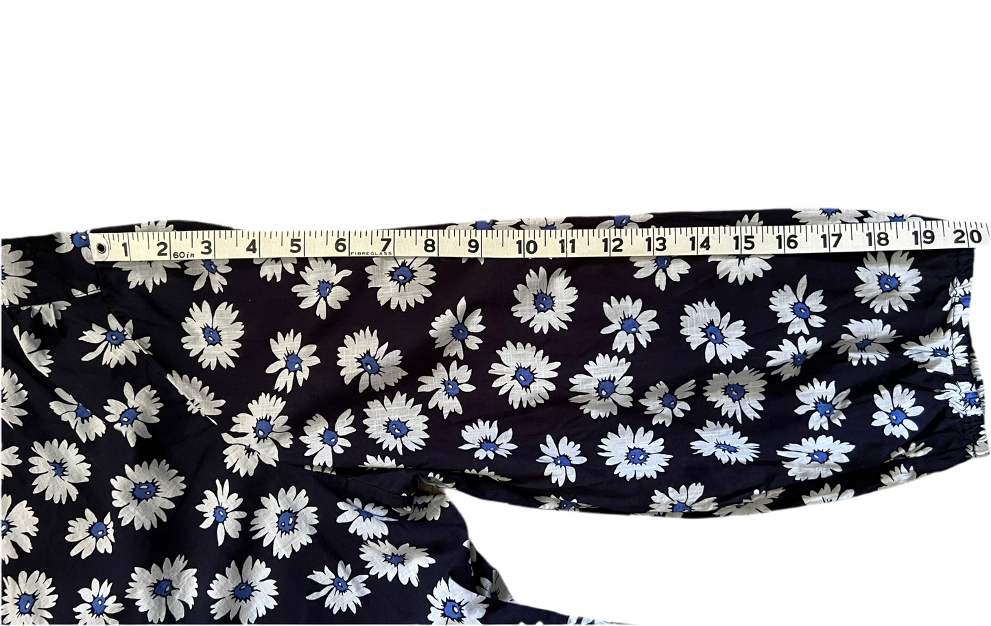 Floral blue 100% cotton peplum top, Size XXL
