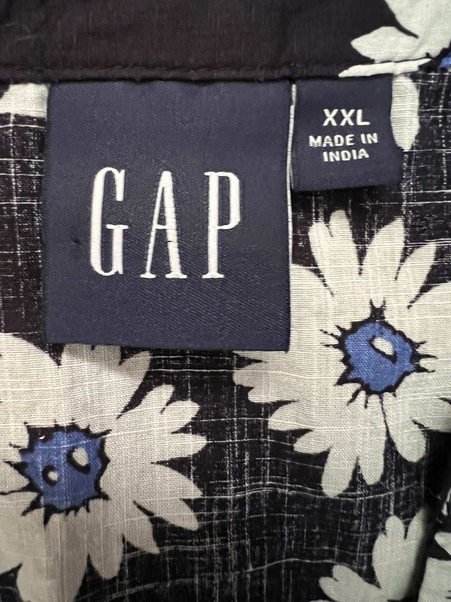 Floral blue 100% cotton peplum top, Size XXL
